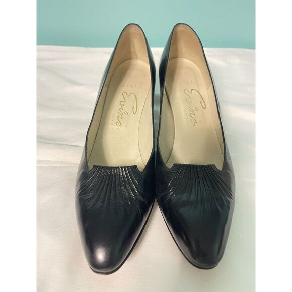 Women's Reed Evins Classic Black Leather‎  Pumps Size 7.5 Extra Narrow - Picture 1 of 9